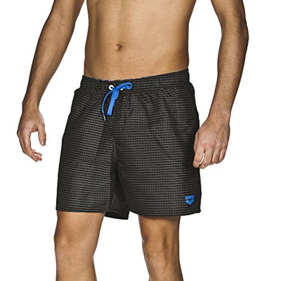 ARENA Yarn Dyed Boxer Pantalones Cortos de Playa, Hombre, Negro/Blanco, XL