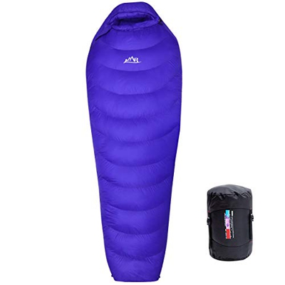 LMR Saco de Dormir Ultraligero para Camping con Saco de compresión, para Exteriores (Azul)