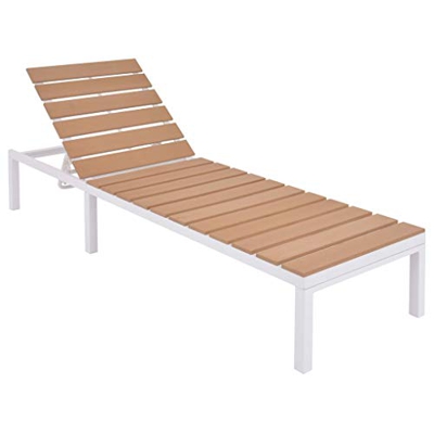 vidaXL Tumbona Aluminio Blanco Marrón Silla Sofá Asiento Mueble Jardín Terraza