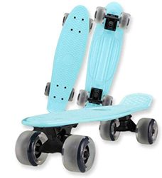 XUDREZ Mini Penny Board Skateboard para niños, monopatín retro para niños y adolescentes, ruedas con luz LED (azul1, sin luz) precio