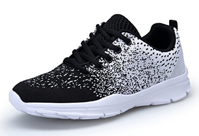 DAFENP Zapatillas de Running para Hombre Mujer Zapatos para Correr y Asfalto Aire Libre y Deportes Calzado Ligero Transpirable XZ747-M-blackwhite2-EU4