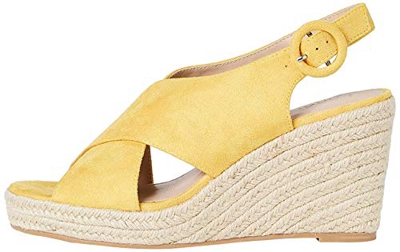 Marca Amazon - FIND Crossover High Wedge Espadrille Alpargata, Amarillo (Yellow), 38 EU