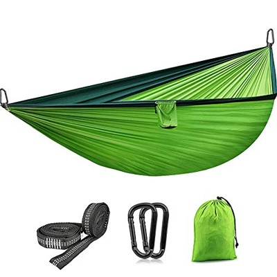 VANWALK 270 * 140CM Hamac Camping/Hamac Jardin pour 2 Personnes capacité de Charge de 300kg + Ultra-léger pour Randonné,Voyage,Plage,Vert