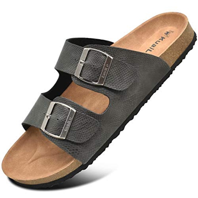 Sandalias para Hombre Verano Mules Sandalias Cómodas Cuero Zuecos Sandalias con Antideslizante Suela Gris Talla 42