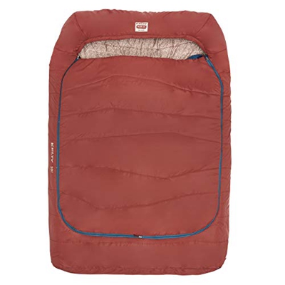 Kelty Tru.Comfort - Saco de dormir sintético de 20 grados para 2 personas, para acampada, mochila, saco de cosas incluido, Right Hand, Ladrillo encend