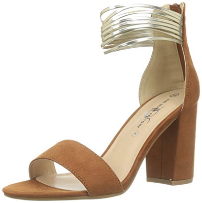 THE DIVINE FACTORY Roberta, Sandalia con Pulsera para Mujer, Beige (camello), 40 EU