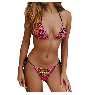 riou Conjuntos de Bikinis para Mujer Push Up Bikini Traje de baño de Tanga de Cintura Baja Brasileños Bañador con Relleno Sujetador Tops y Braguitas R