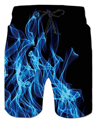 Spreadhoodie Fuego Bañador para Hombre Drawstring Respirable Mens Swim Pantalones Cortos Gráfico 3D Hombres Nadar Pantalones Cortos con Bolsillo Azul 