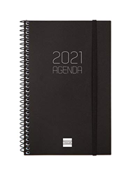 Finocam - Agenda 2021 Semana vista apaisada Espiral Opaque Negro Español - 125 x 181 mm en oferta