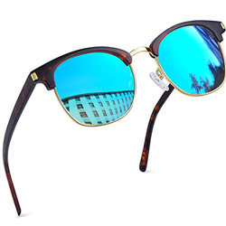 Joopin Gafas de Sol Polarizadas Hombre Media Montura con Protección UV400 Clásicas Retro Gafas para Hombre y Mujer (Azul) precio