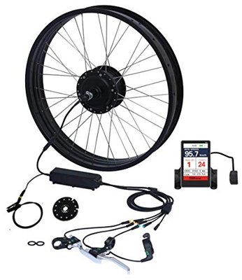 TZIPower Kit de conversión de bicicleta eléctrica con pantalla a color, rueda trasera de 26 pulgadas x 4.0, 48 V, 500 W