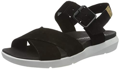 Timberland Wilesport Leather, Sandalia con Pulsera Mujer, Negro Black Nubuck, 37.5 EU