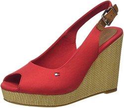 Tommy Hilfiger Iconic Elena Sling Back Wedge, Sandalias con Punta Abierta Mujer, Rojo (Primary Red XLG), 37 EU precio