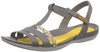 Clarks Tealite Grace, Sandalias con Tira Vertical para Mujer, Gris (Grau Grey Nubuck), 36 EU