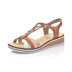 Rieker Mujer Sandalias de Vestir V3657, señora Sandalias de cuña,Zapatos del Verano,cómodo,Plana,Bianco,39 EU / 6 UK características