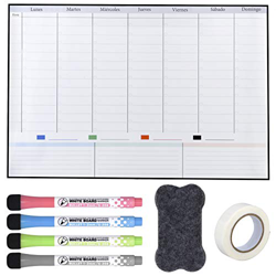 POPRUN 60×40cm Semanal Calendario Magnético para pared, Pizarra Planificadora la Semana Magnética, Planificador de Menú, Recordatorio, Lista de la Com características