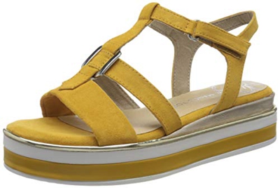 MARCO TOZZI 2-2-28726-24, Sandalia con Pulsera Mujer, Amarillo azafrán 627, 38 EU