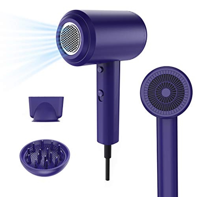 Secador de Pelo Iónico,POWERAXIS-EVERTOP Secador Pelo Profesional de Salón Viaje 1800 W con 3 Ajustes de Frío / Calor,3 Accesorios de Peinado para Muj