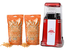 CORN POPPETS | Máquina de Palomitas de Maiz | Palomitero Sin Aceite, Sin Humos + 2 Bolsas de Granos de Maiz Sabor Dulce Caramelo en oferta