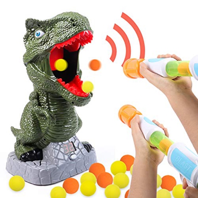 Tacobear Dinosaurio Juguete de Tiro para Niños Objetivo de Tiro con Pistola Power Popper Bola Suave Puntuación LCD Grabación Alegría Sonido Bola Poppe