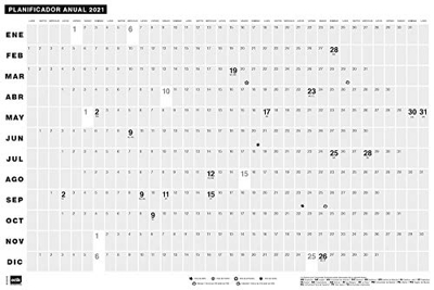 ERIK - Póster planificador horizontal 2021, 61x91,5 cm
