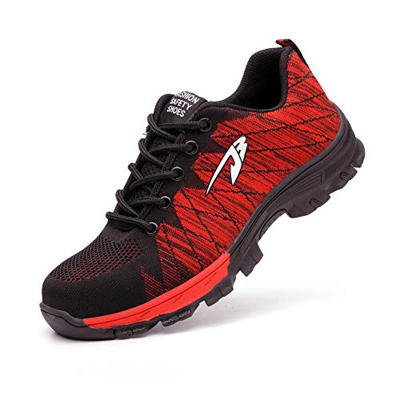 Zapatos de Seguridad para Hombre Mujer con Puntera de Acero Zapatillas de Seguridad Trabajo Calzado de Industrial y Deportiva 0058JBred41