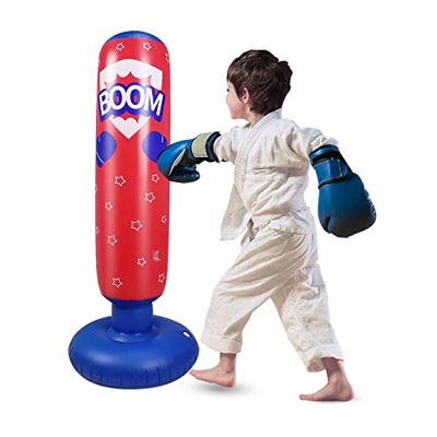 Saco de boxeo inflable para niños, bolsa de boxeo de pie para rebote inmediato de espalda pesada bolsa de boxeo para practicar karate, taekwondo, bols