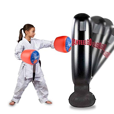 Saco de Boxeo, JanTeelGO Saco de Boxeo de Pie 160 cm con Guantes de boxeo inflables, Practicar Karate,Taekwondo y para aliviar la energía acumulada en