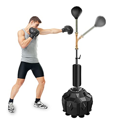 Qdreclod Saco de Boxeo de pie, 185cm Punching Ball Kit de Saco de Boxeo niños Peras de Boxeo con Base Estable y Bomba, Soporte Ajustable de 135-155cm 