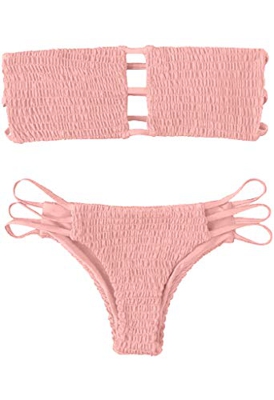 CheChury Mujer Bikini Bandeau Bralette Traje de Baño de Tubo Brasileños Bañador Ropa de Bano Dos Piezas Push Up Traje de baño con Acolchado Conjunto d