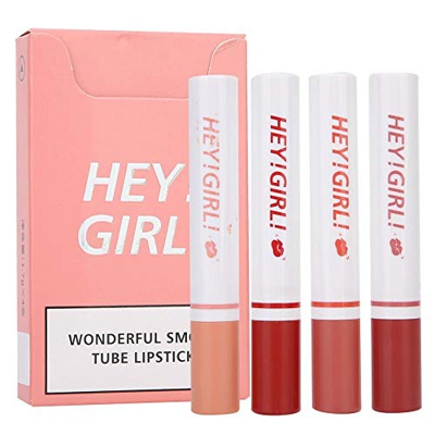 4pcs/set Juego de lápiz labial Forma de cigarrillo Mate Maquillaje de labios sin decoloración de larga duración Juego de maquillaje cosmético para lab