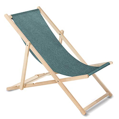 GreenBlue GB183M Tumbona Clásica Plegable Ajustable de Madera Melange (Melange - Turquesa)