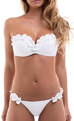 Traje de Baño de Dos Piezas Mujer Flor Push Up Traje de Baño Sujetador Acolchado para Mujer