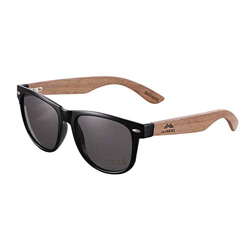 AMEXI Gafas de sol de madera para hombres y mujeres polarizadas UV400 CAT 3 CE con estuche, tela y bolsa (gris) en oferta