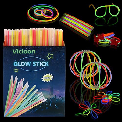 Vicloon Barras Luminosas, Pulseras Luminosas con Variedad de Conectores, Kits para Crear Gafas, Pulseras triples, una Diadema, Bolas Luminosas, Maripo