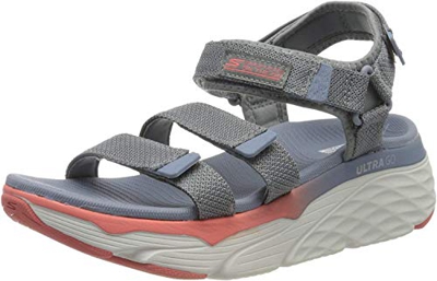 Skechers MAX Cushioning, Sandalias de Talón Abierto Mujer, Gris (Charcoal/Multi Textile CC MT), 40 EU