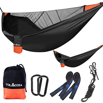 Tolaccea Hamaca de Camping, Hamaca con mosquitera, Material de paracaídas, Hamaca Ligera y portátil para Interior, Exterior, Senderismo, Camping, moch