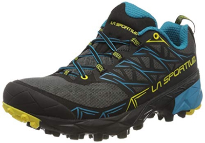 La Sportiva Akyra, Zapatillas de Trail Running Hombre, Multicolor (Carbon/Tropic Blue 000), 47.5 EU
