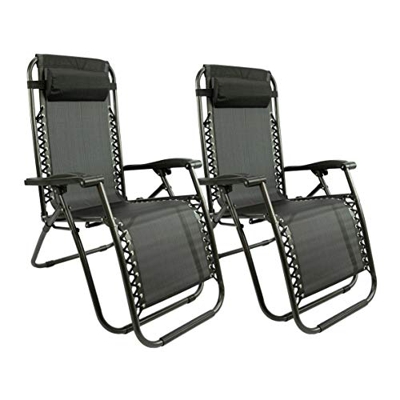 MaxxGarden Hamaca reclinable Juego de sillas Silla de jardín silla de camping Negro