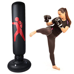 Liukouu Saco de Boxeo de pie Inflable, Saco de Arena de 25.6"con Columna, Vaso para niños y Adultos Fitness Sport Stress Relief Target Boxing(Negro) precio