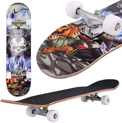 Oppikle Monopatín completo con rodamientos ABEC-9 y 9 capas de madera de arce 95A de dureza para principiantes y profesionales, soporta hasta 100 kg, 