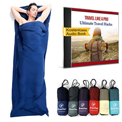 NirvanaShape ® Saco de Dormir para cabaña - Microfibra Muy Fina | Saco-sábana de Viaje y para Acampada | Saco de Dormir Interior, Funda | Ideal para c