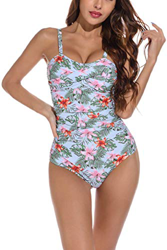 heekpek Traje de Baño Una Pieza para Mujer Bañadores Mujer Reductores Cuello en V Pliegues Bañador Bikini Retro precio