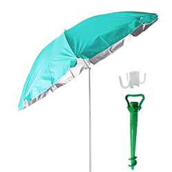 Besch Sombrilla para Playa, Jardín o Piscina, incluiye Soporte de Tornillo y una Percha - Acero e Inclinable con Protección Solar UV50+ (Ø 180cm, Verd en oferta