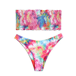 ZAFUL Tie Dye - Bikini con volantes ahumado y sin tirantes para mujer Multi-a S características