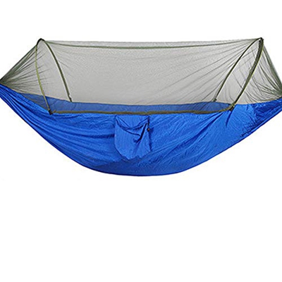 HUANXI Ligero Soltero Amacas Terraza con Bolsa De Almacenamiento + Correa,300kg de Capacidad de Carga (250x120cm) Azul Silla Colgante con Soporte para