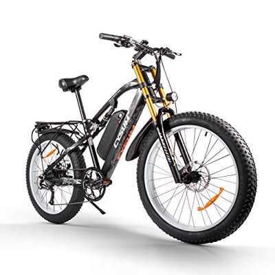 cysum Bicicletas eléctricas para Hombres, Fat Tire Ebikes de 26 Pulgadas Bicicletas Todo Terreno, Bicicleta de montaña para Adultos con 48V 17Ah Bater
