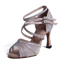 Syrads Zapatos de Baile Latino con pedrería para Mujer Salsa Tango Moderna Bachata Zapatos de Baile de Salón Suela Blanda 1057-01 en oferta
