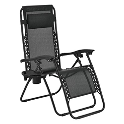 [en.casa] Tumbona con Portavasos 111,5 x 65 x 89 cm Silla de jardín Tumbona Plegable Ajustable con Cabecera Brazo Reposapiés hasta 120 kg Negro características