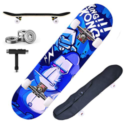 DnKelar Skateboard 79x20cm Tabla de Madera para Principiantes con rodamientos de Bolas ABEC-7 31 '' Madera de Arce de 7 Capas y Ruedas de 90A con Bols en oferta